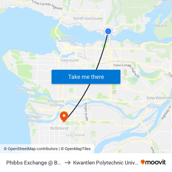 Phibbs Exchange @ Bay 11 to Kwantlen Polytechnic University map
