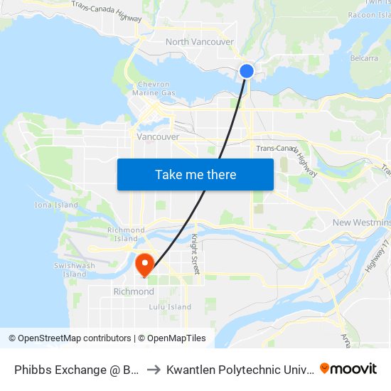 Phibbs Exchange @ Bay 13 to Kwantlen Polytechnic University map