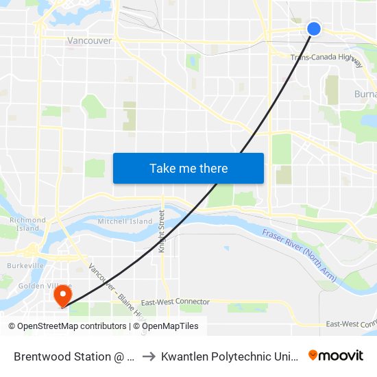 Brentwood Station @ Bay 2 to Kwantlen Polytechnic University map