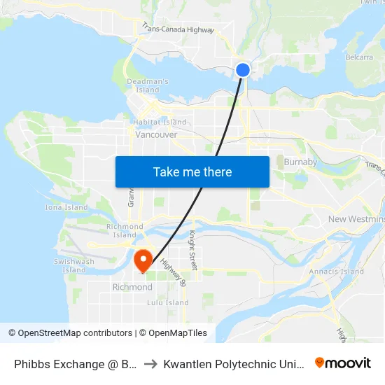 Phibbs Exchange @ Bay 11 to Kwantlen Polytechnic University map