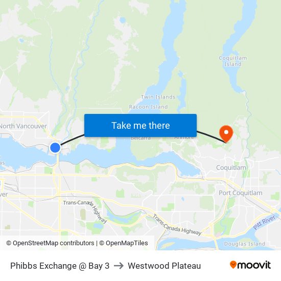 Phibbs Exchange @ Bay 3 to Westwood Plateau map