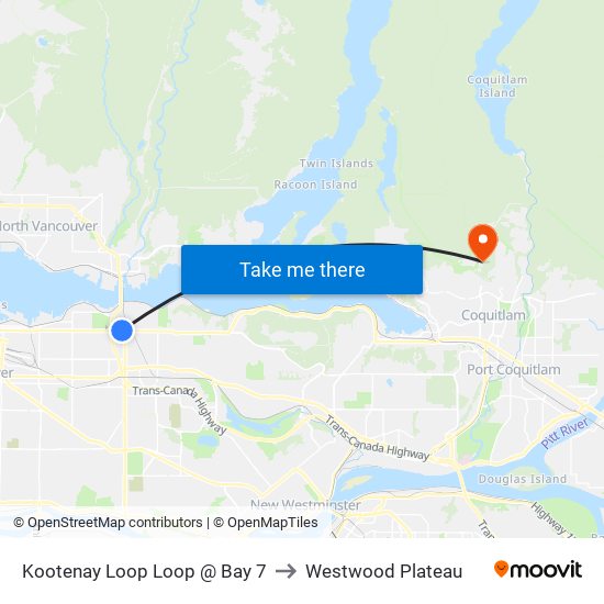 Kootenay Loop @ Bay 7 to Westwood Plateau map