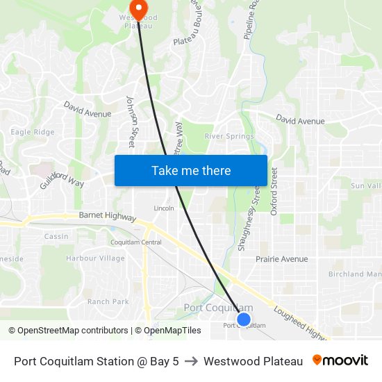 Port Coquitlam Station @ Bay 5 to Westwood Plateau map