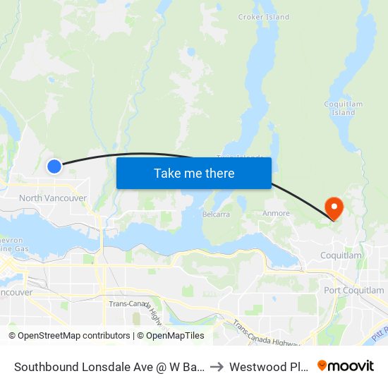 Southbound Lonsdale Ave @ W Balmoral Rd to Westwood Plateau map