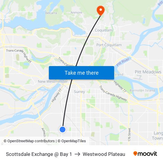 Scottsdale Exchange @ Bay 1 to Westwood Plateau map