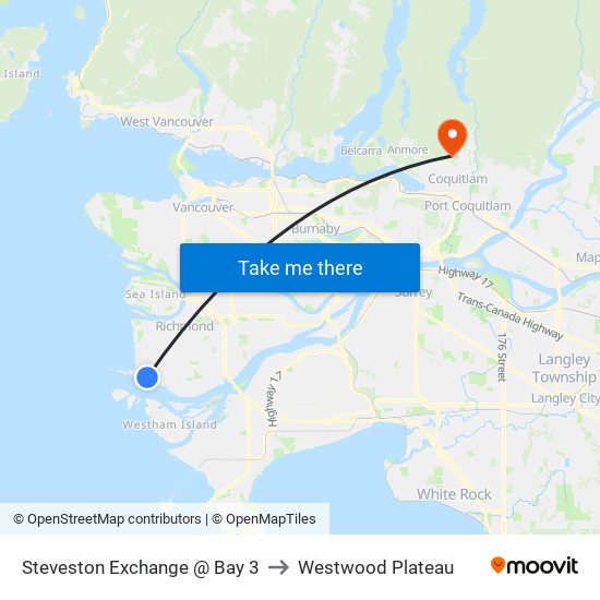 Steveston Exchange @ Bay 3 to Westwood Plateau map