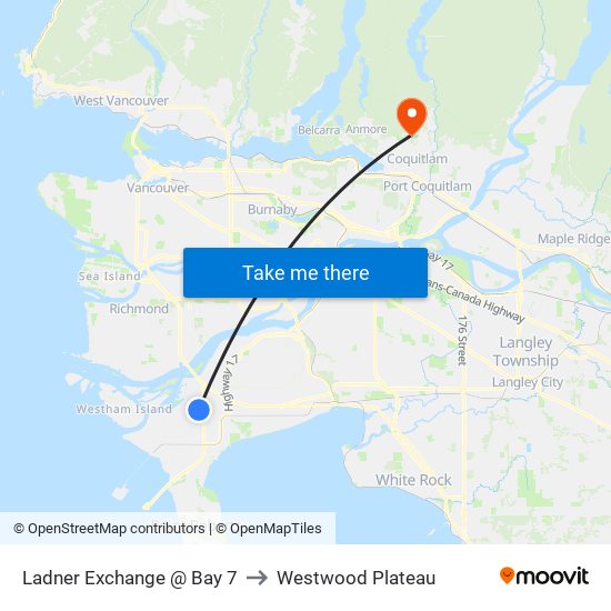 Ladner Exchange @ Bay 7 to Westwood Plateau map