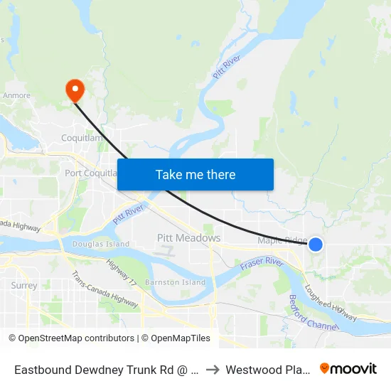 Eastbound Dewdney Trunk Rd @ 236 St to Westwood Plateau map