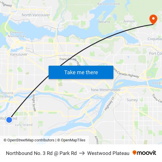 Northbound No. 3 Rd @ Park Rd to Westwood Plateau map