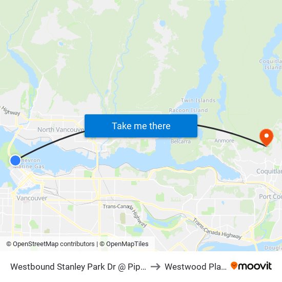 Westbound Stanley Park Dr @ Pipeline Rd to Westwood Plateau map