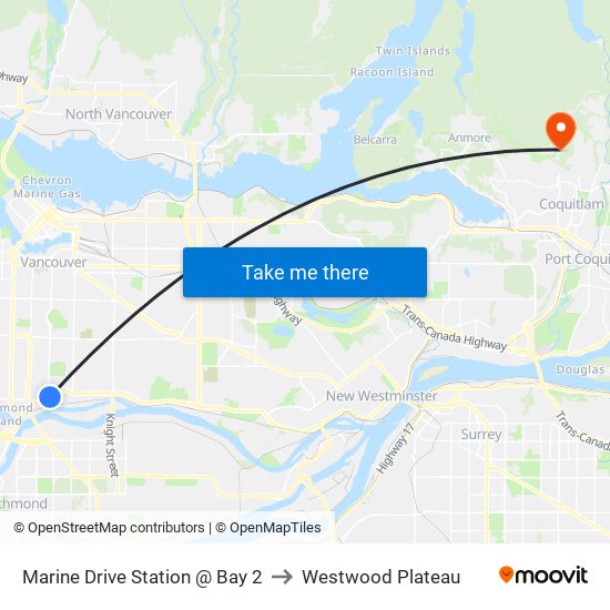 Marine Drive Station @ Bay 2 to Westwood Plateau map