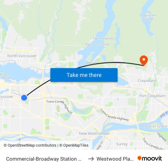 Commercial-Broadway Station @ Bay 5 to Westwood Plateau map