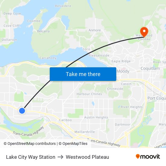 Lake City Way Station to Westwood Plateau map