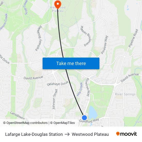 Lafarge Lake-Douglas Station to Westwood Plateau map