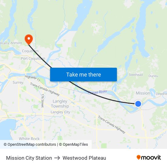 Mission City Station to Westwood Plateau map