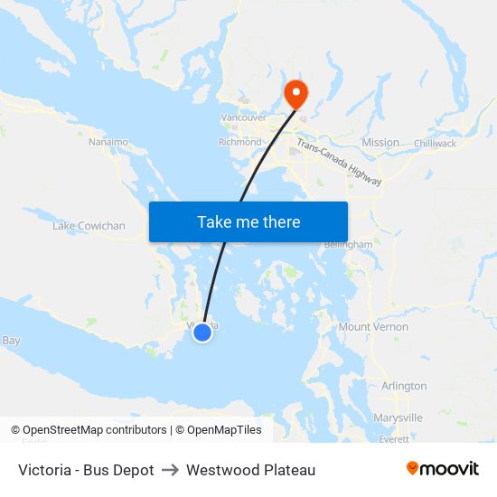 Victoria - Bus Depot to Westwood Plateau map