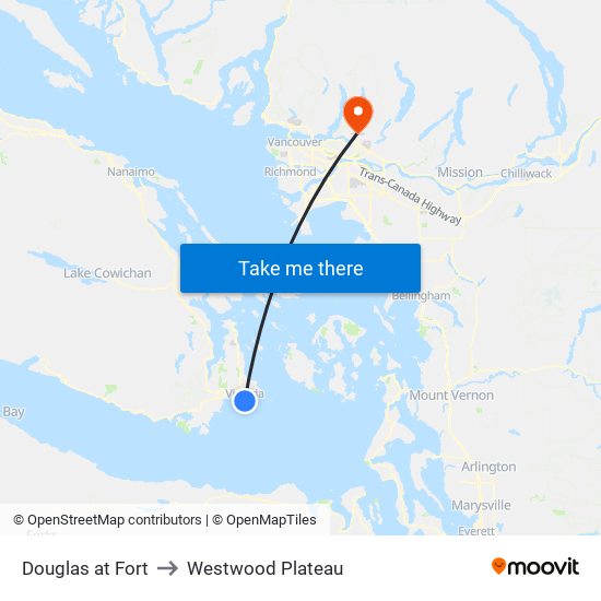 Douglas at Fort to Westwood Plateau map
