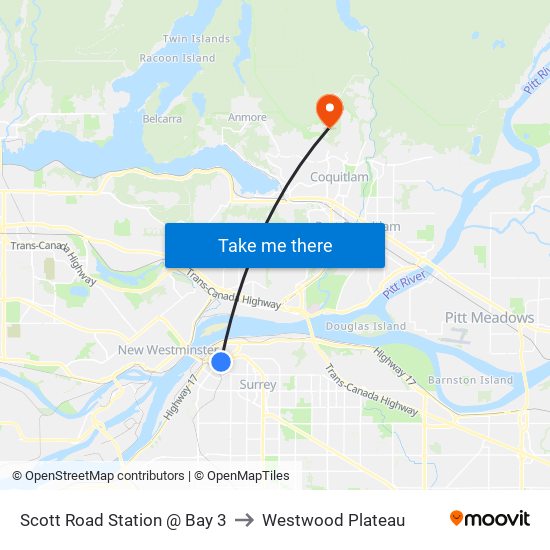Scott Road Station @ Bay 3 to Westwood Plateau map