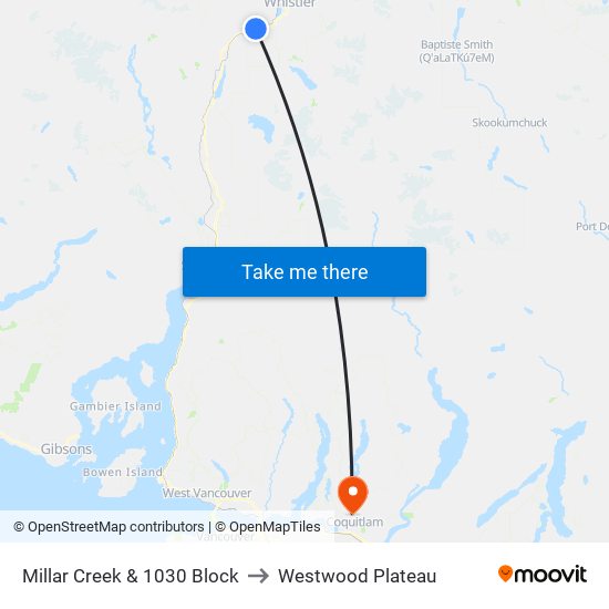 Millar Creek & 1030 Block to Westwood Plateau map