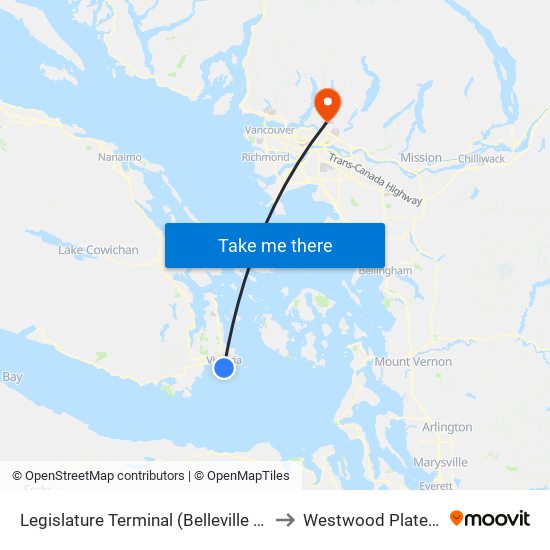 Legislature Terminal (Belleville St) to Westwood Plateau map