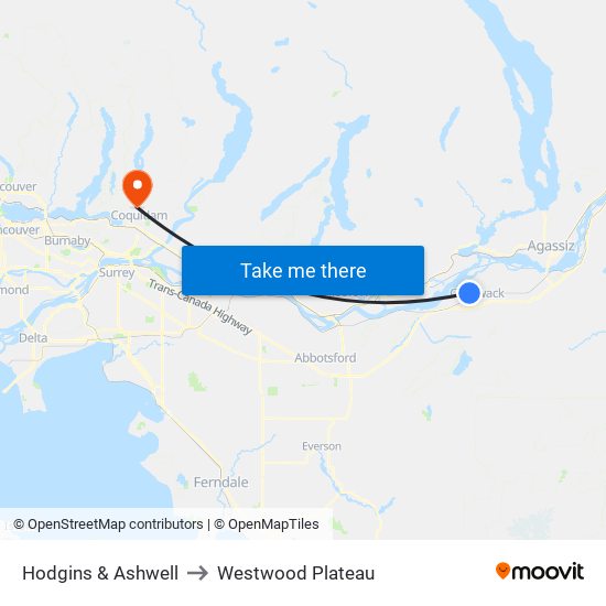 Hodgins & Ashwell to Westwood Plateau map