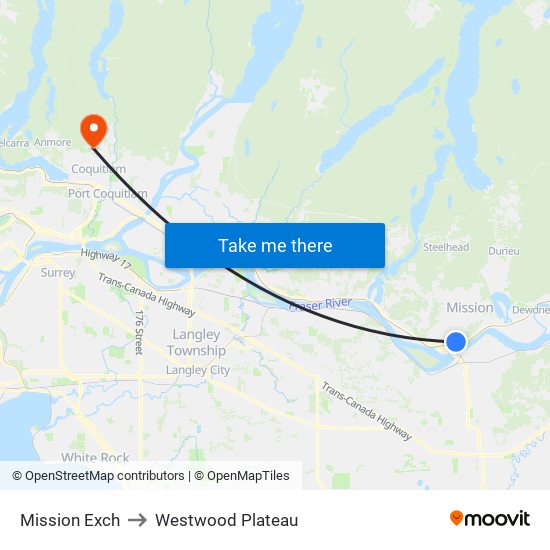 Mission Exch to Westwood Plateau map