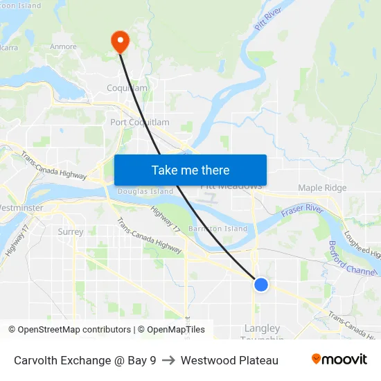 Carvolth Exchange @ Bay 9 to Westwood Plateau map