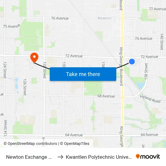 Newton Exchange @ Unloading Bay to Kwantlen Polytechnic University - Surrey Campus map