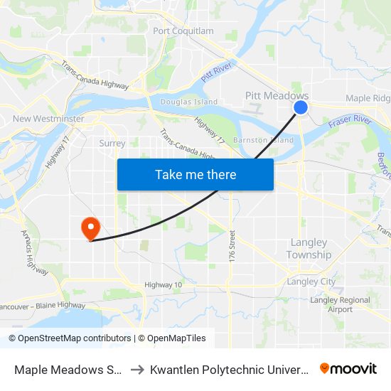Maple Meadows Station @ Bay 2 to Kwantlen Polytechnic University - Surrey Campus map