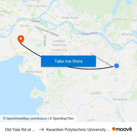 Old Yale Rd at Victoria St to Kwantlen Polytechnic University - Surrey Campus map