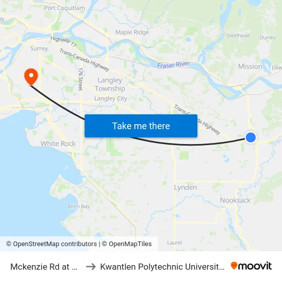 Mckenzie Rd at Victory Blvd to Kwantlen Polytechnic University - Surrey Campus map