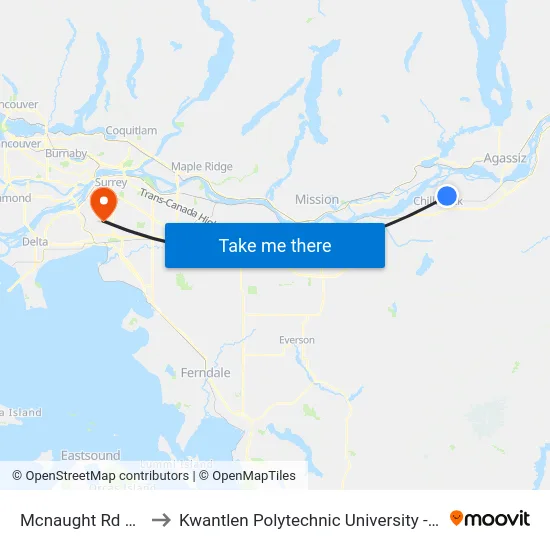 Mcnaught Rd at Epp Dr to Kwantlen Polytechnic University - Surrey Campus map