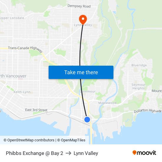 Phibbs Exchange @ Bay 2 to Lynn Valley map