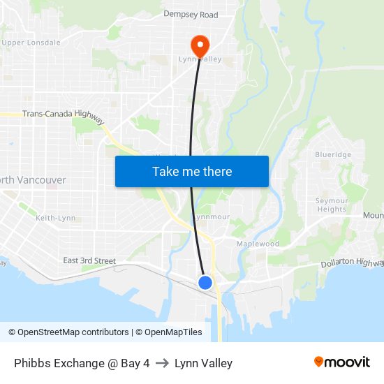Phibbs Exchange @ Bay 4 to Lynn Valley map