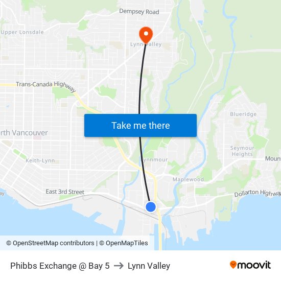 Phibbs Exchange @ Bay 5 to Lynn Valley map