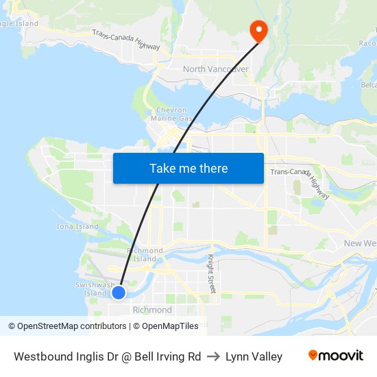 Westbound Inglis Dr @ Bell Irving Rd to Lynn Valley map