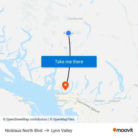Nicklaus North Blvd to Lynn Valley map