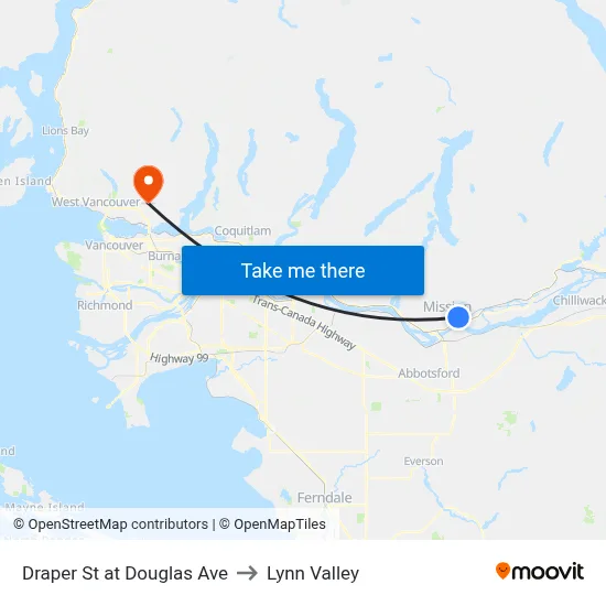 Draper St at Douglas Ave to Lynn Valley map