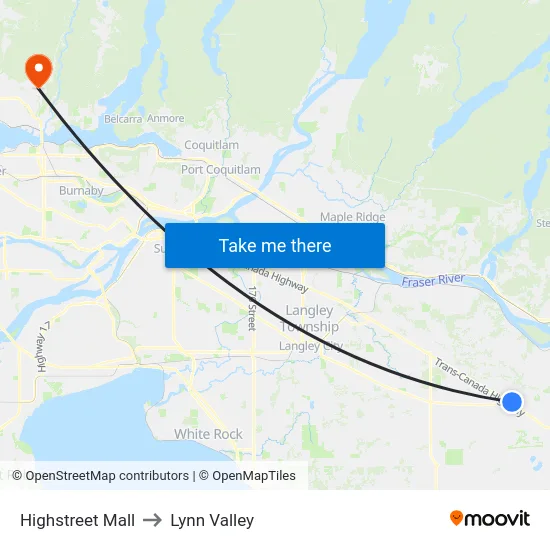 Highstreet Mall to Lynn Valley map