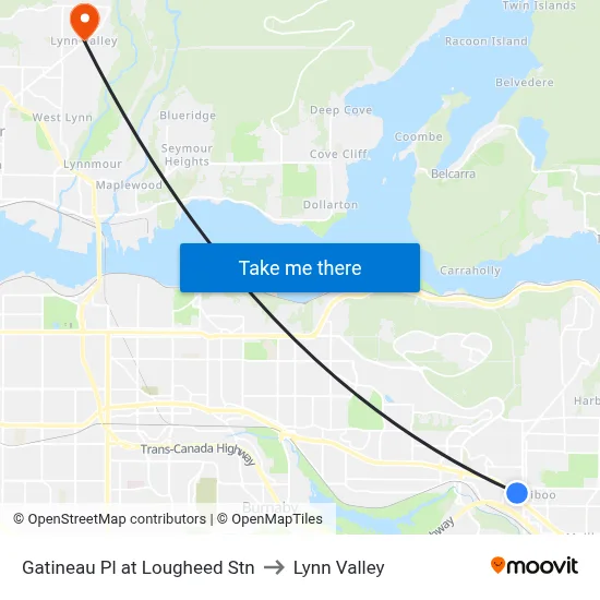 Gatineau Pl at Lougheed Stn to Lynn Valley map