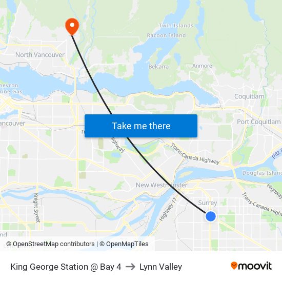 King George Station @ Bay 4 to Lynn Valley map