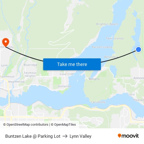 Buntzen Lake @ Parking Lot to Lynn Valley map