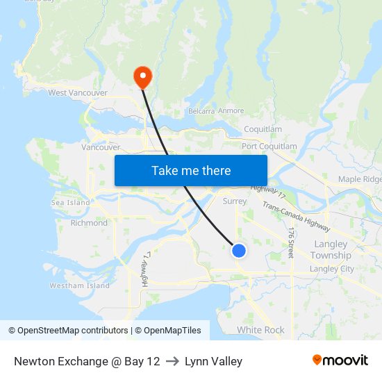 Newton Exchange @ Bay 12 to Lynn Valley map