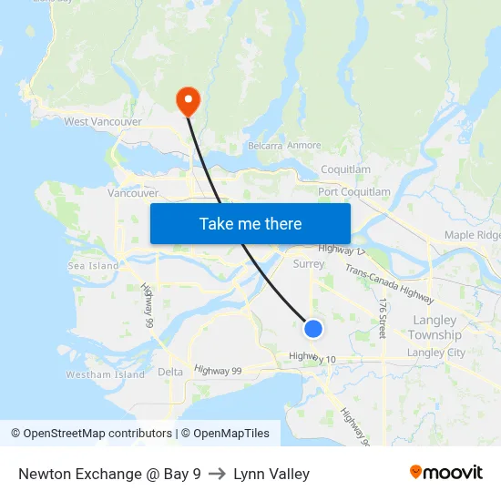 Newton Exchange @ Bay 9 to Lynn Valley map