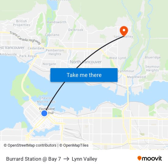 Burrard Station @ Bay 7 to Lynn Valley map