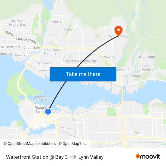 Waterfront Station @ Bay 3 to Lynn Valley map