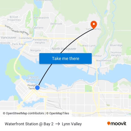 Waterfront Station @ Bay 2 to Lynn Valley map