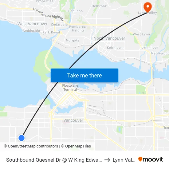 Southbound Quesnel Dr @ W King Edward Ave to Lynn Valley map