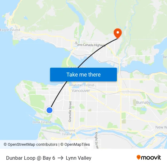 Dunbar Loop @ Bay 6 to Lynn Valley map