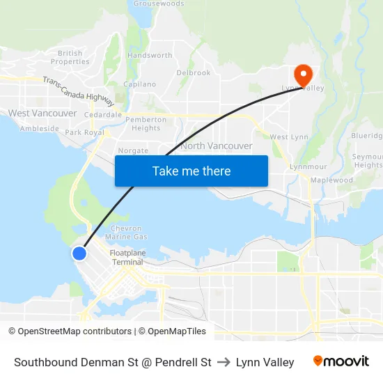 Southbound Denman St @ Pendrell St to Lynn Valley map
